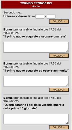 TORNEO PRONOSTICI VENTUNESIMA EDIZIONE!