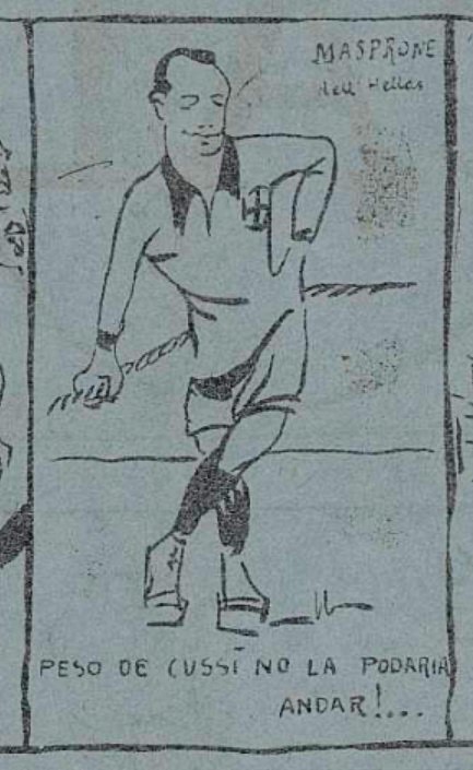Caricatura satirica di Masprone sul giornaletto Il Calcio, estate 1913
