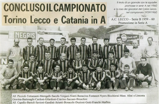 La rosa del Lecco promossa in serie A nel 1959-60